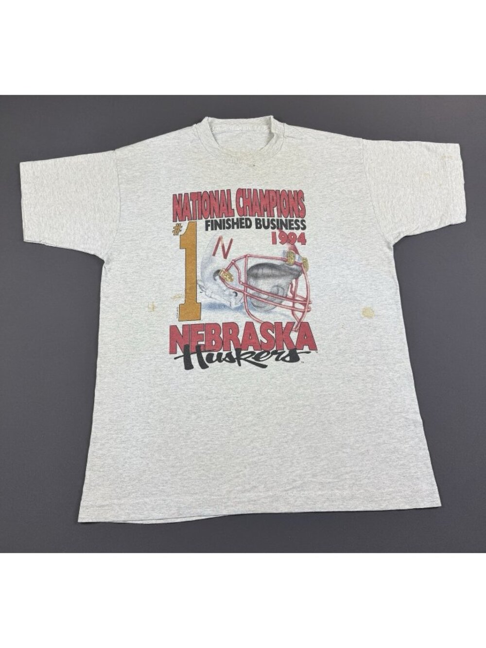 Rare Vintage 90s Nebraska Huskers NCAA 1994 National Champs Football Helmet Art